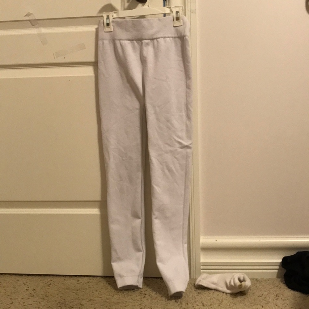 white footless tights/fleeced lines/used once